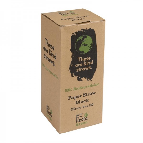 Fiesta Green Kompostierbare Papiertrinkhalme schwarz 250 Stück