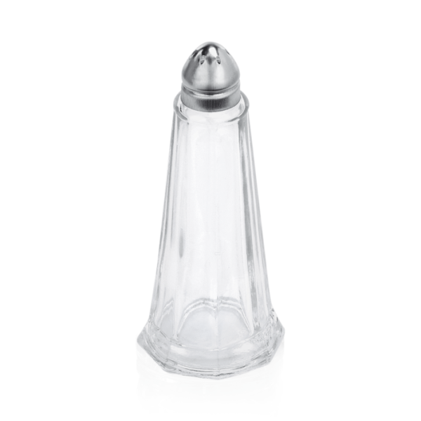 Salz-/Pfefferstreuer aus Glas mit Edelstahl-Kappe, 11 cm