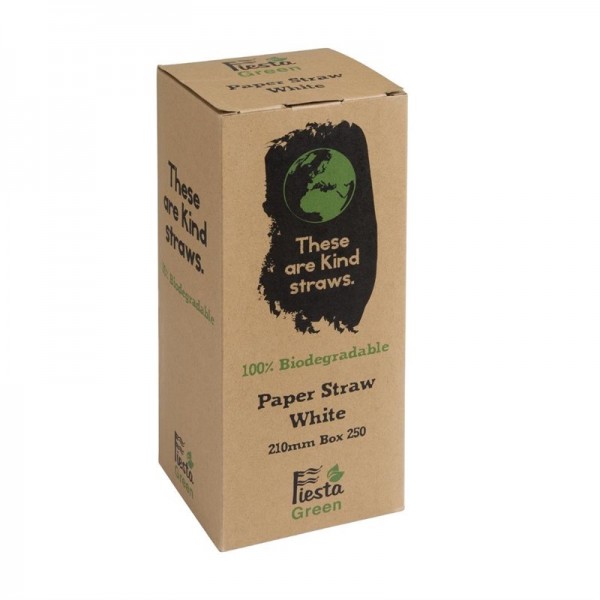 Fiesta Green Kompostierbare Papiertrinkhalme weiß 250 Stück
