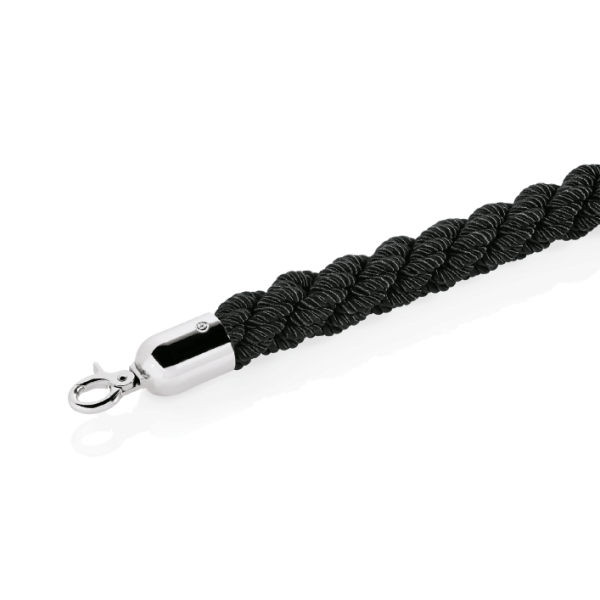 Verbindungskordel Classic - schwarz, geflochten, Beschläge verchromt, 250 cm/Ø 38 cm