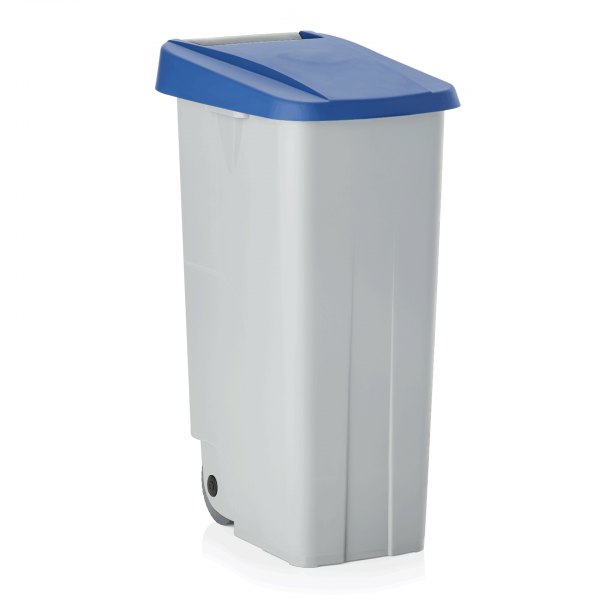 Abfallbehälter mit blauem Deckel, 85 ltr., Polypropylen