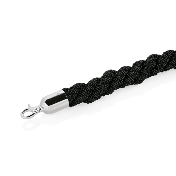 Verbindungskordel Classic - schwarz, geflochten, Beschläge verchromt, 150 cm/Ø 38 cm