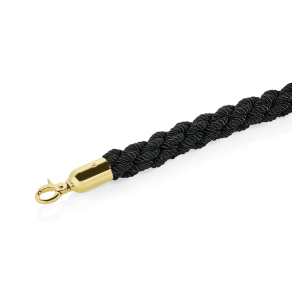 Verbindungskordel Classic - schwarz, geflochten, Beschläge goldfarben, 150 cm