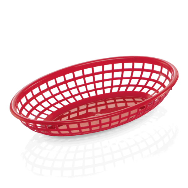 Tischkorb, Kunststoff, oval: 23x15x4,5 cm - rot