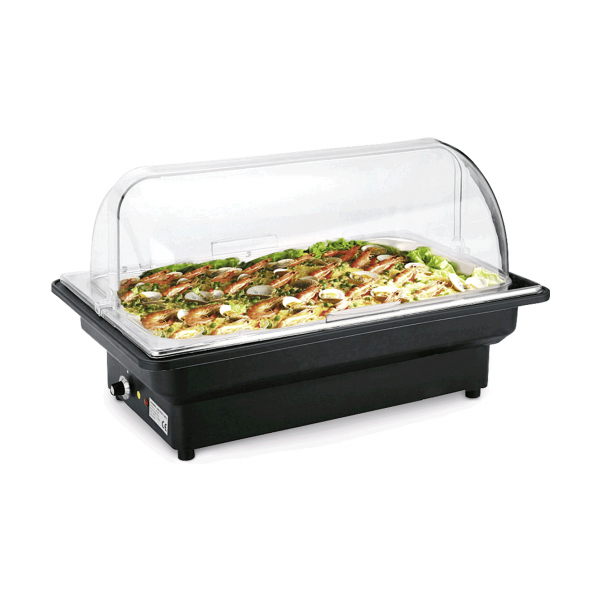 Elektro Chafing Dish mit PC Roll Top Deckel, GN Behälter 1/1-65 mm, 420-500 W