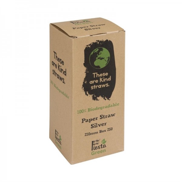 Fiesta Green Kompostierbare Papiertrinkhalme silber 250 Stück