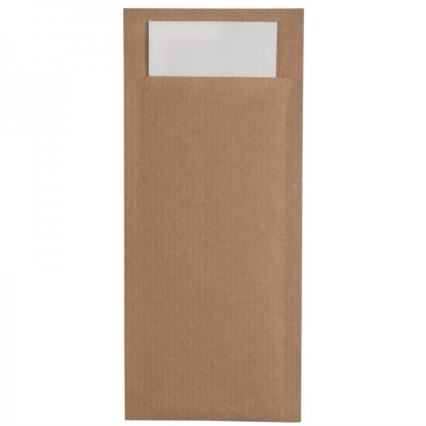 Europochette Papier-Bestecktaschen braun mit weißen Serviett 600 Stück