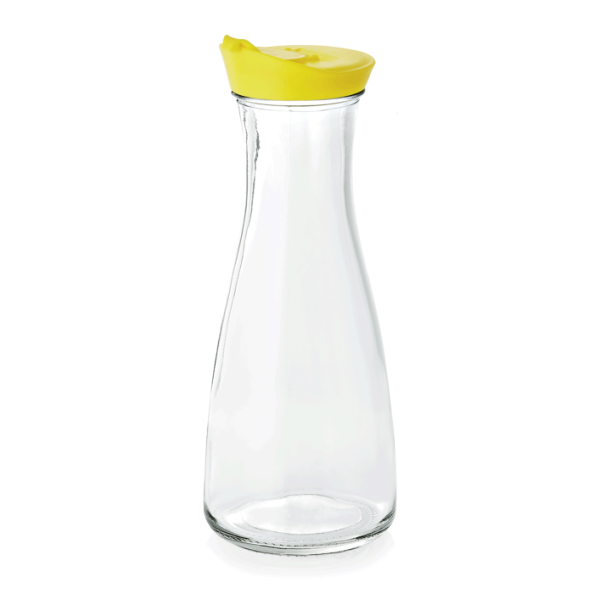 Glaskaraffe mit Deckel (gelb), 1 ltr. / Höhe 24,5 cm