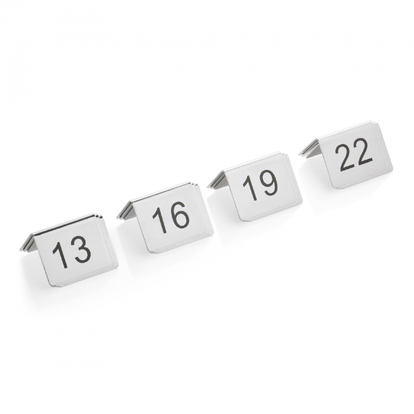 Tischnummernschild Set, 12-teilig, 13-24, Chromnickelstahl