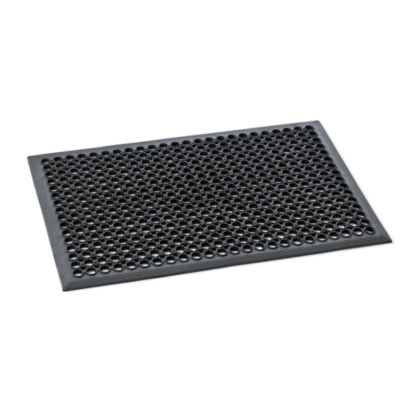 Gummi-Fußbodenmatte perforiert, schwarz - 90x60x1,2 cm